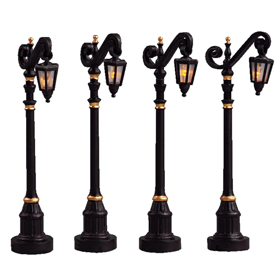 lemax-colonial-street-lamp-set-de-4-lampadaires-miniatures image 1