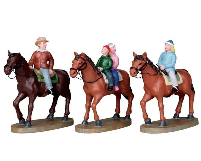 lemax-horseback-family-famille-cheval-figurine-miniature image 1