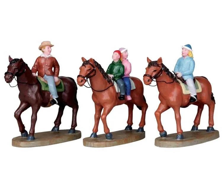 lemax-horseback-family-famille-cheval-figurine-miniature image 1