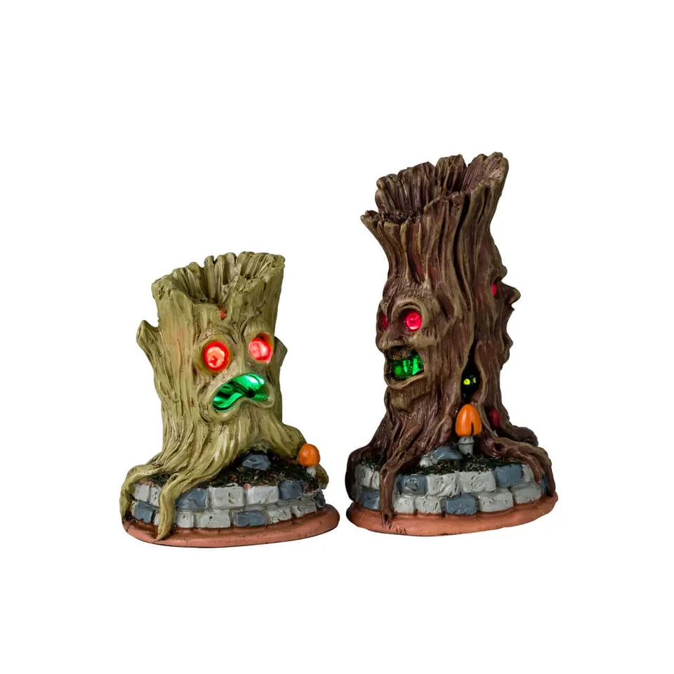 lemax-spooky-tree-trunks-troncs-effrayants-yeux-rouges image 1
