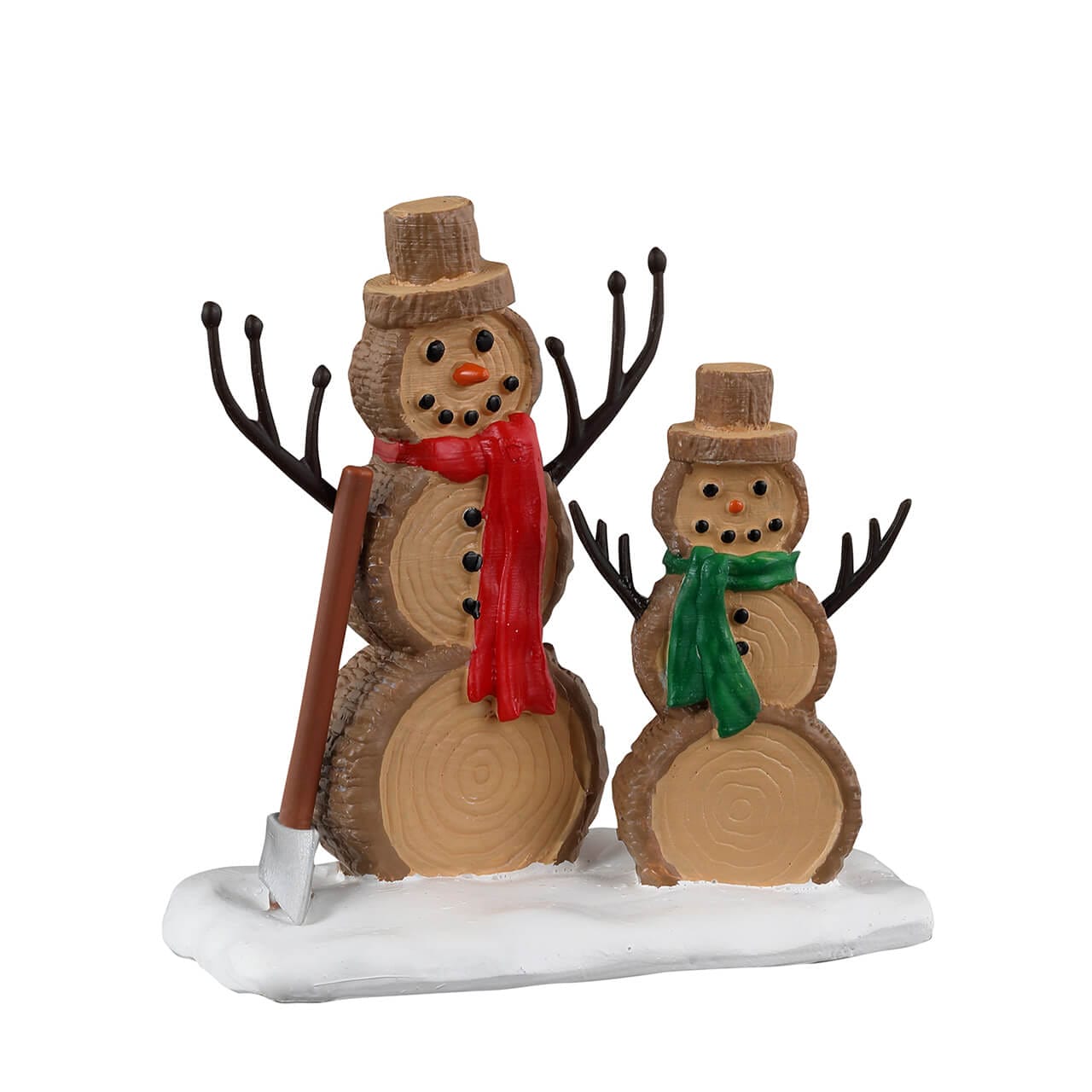lemax-log-snowmen-figurine-miniature-duo-bonhommes-de-neige-en-rondins-vail-vill image 2