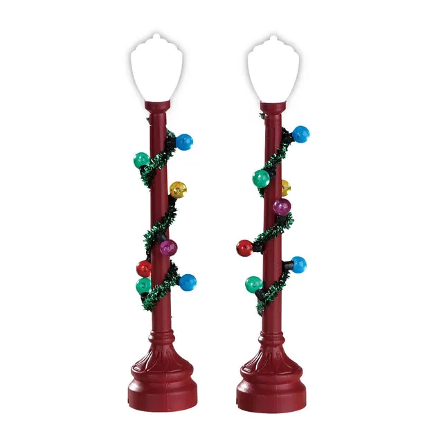 lemax-red-globe-street-lamp-lampadaire-miniature-village-caddington image 1