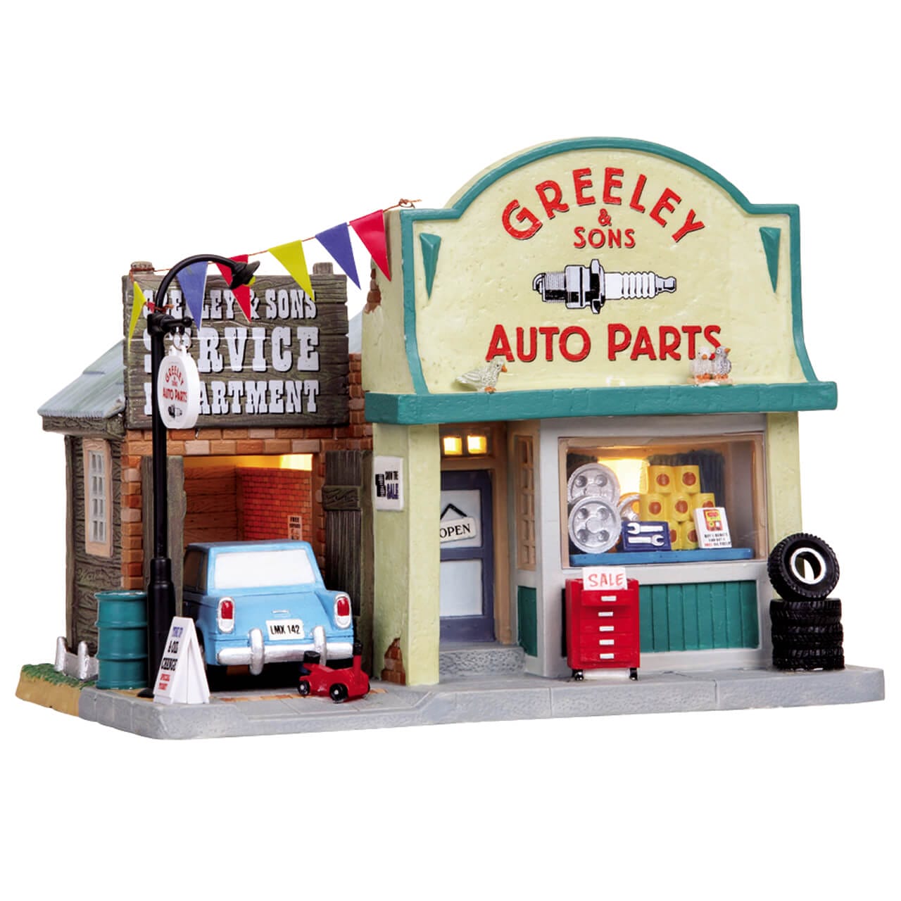 lemax-greeley-sons-auto-parts-b-timent-miniature-village-de-no-l image 1