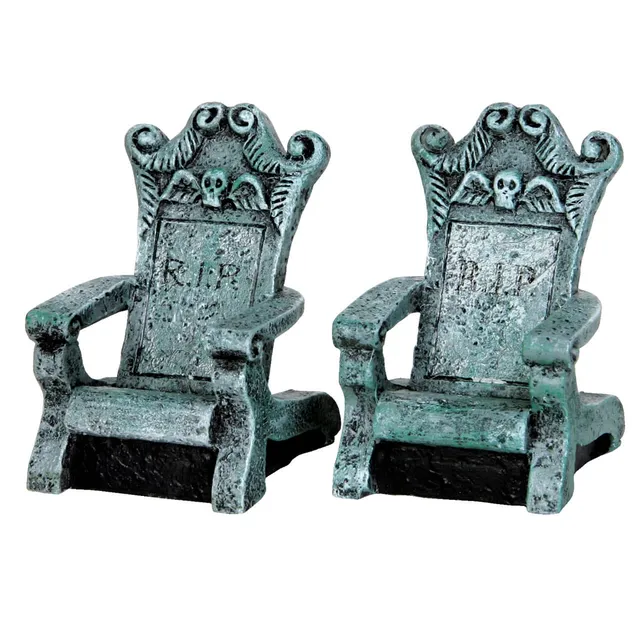 lemax-tombstone-chairs-set-of-2-spooky-town-miniatures-de-collection image 1