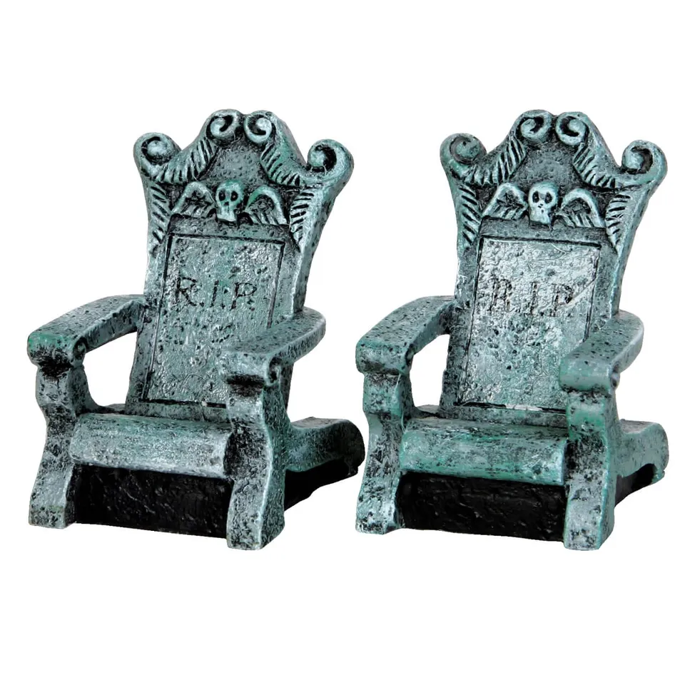 lemax-tombstone-chairs-set-of-2-spooky-town-miniatures-de-collection image 1