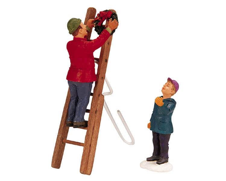 lemax-hanging-the-wreath-figurine-miniature-no-l image 1