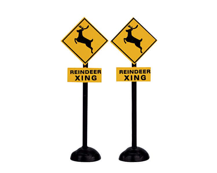 lemax-reindeer-crossing-signs-figurine-miniature-panneaux-rennes image 1