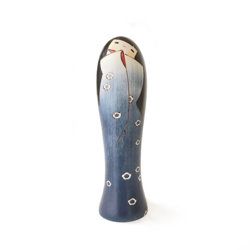 usaburo-kokeshi-yume-gokoro-blue-kokeshi-bleue-20-cm-en-bois-mizuki image 1