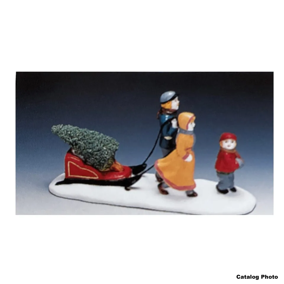 lemax-family-pulling-tree-figurine-miniature-village-de-no-l image 1