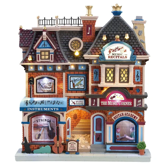 lemax-the-music-corner-b-timent-miniature-lumineux-magasin-de-musique image 1