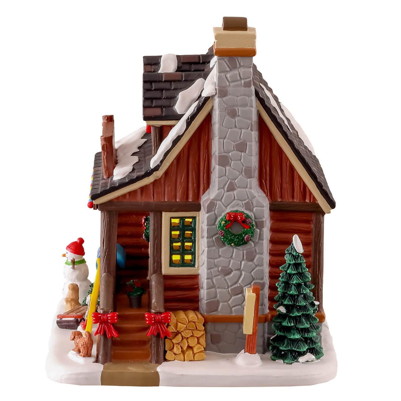 lemax-our-family-ski-cabin-chalet-de-ski-miniature-lumineux image 3