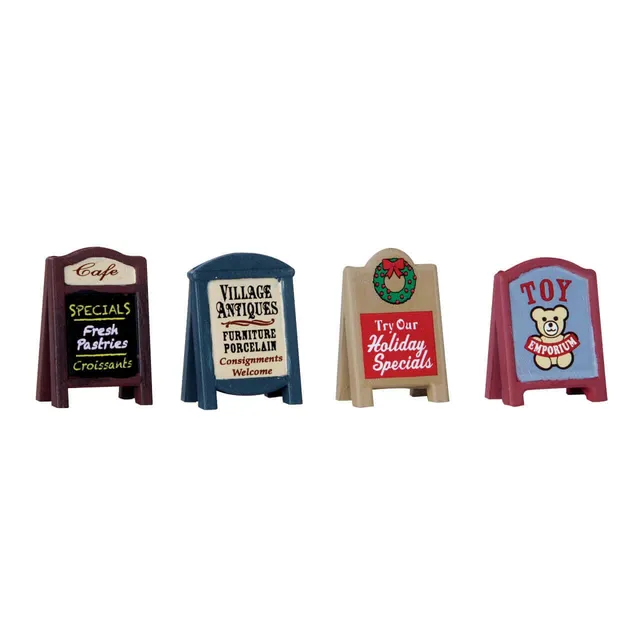 lemax-village-signs-set-of-4-panneaux-miniatures-de-village-de-collection image 1