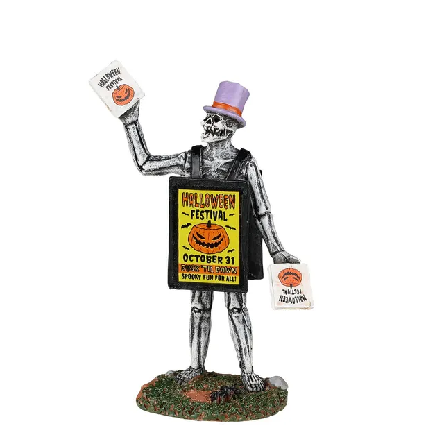 lemax-sandwich-board-skeleton-squelette-halloween-spooky-town image 1