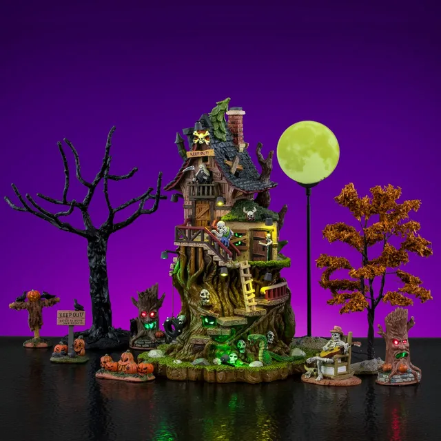 lemax-petrified-forest-tree-house-set-cabane-hant-e-lumineuse-spooky-town image 1