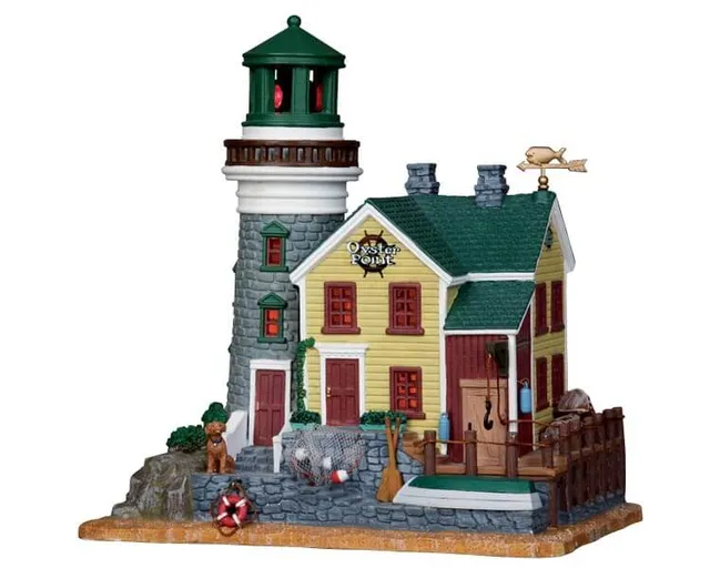 lemax-oyster-point-lighthouse-phare-miniature-lumineux image 1