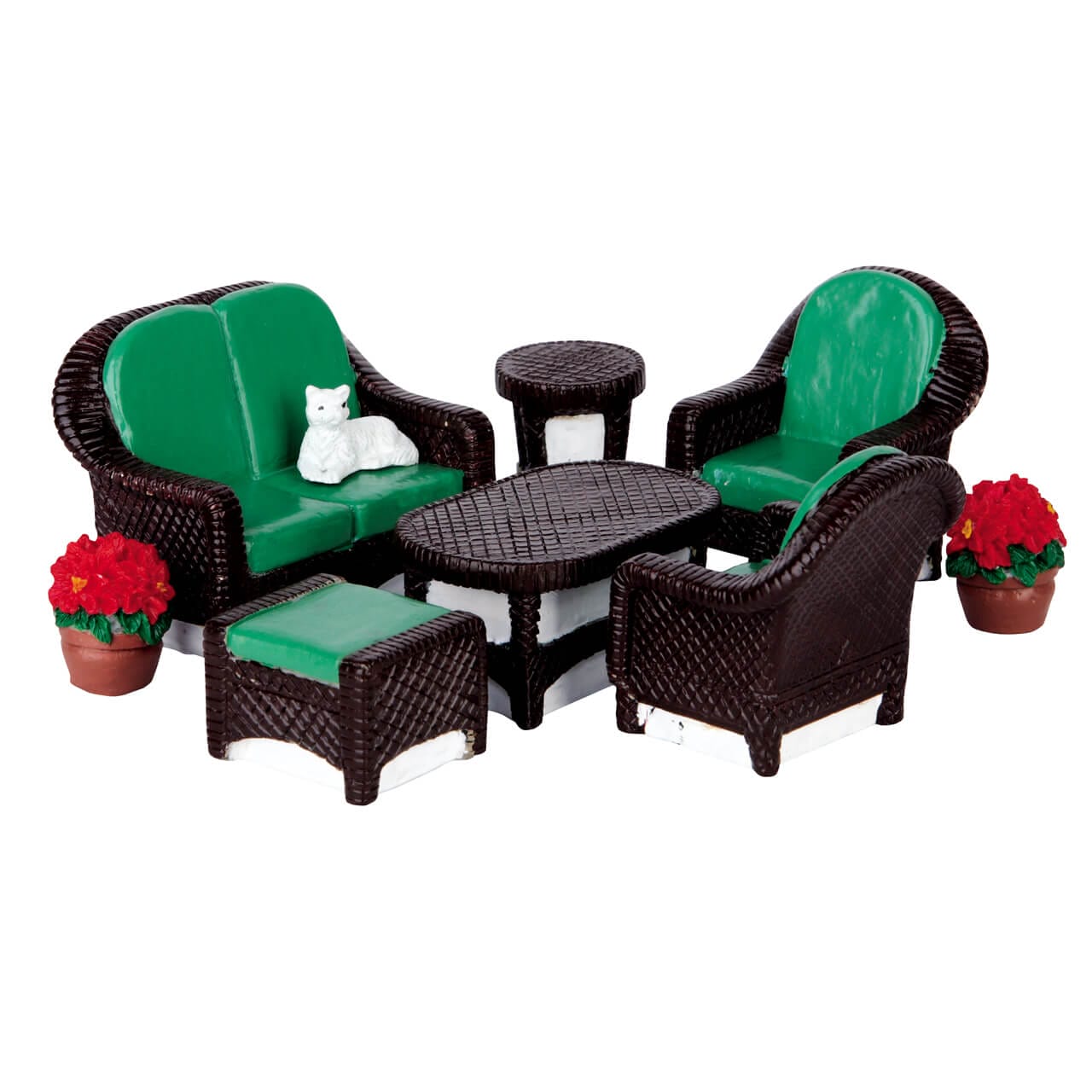 lemax-wicker-lawn-set-lot-de-8-accessoires-miniatures image 1