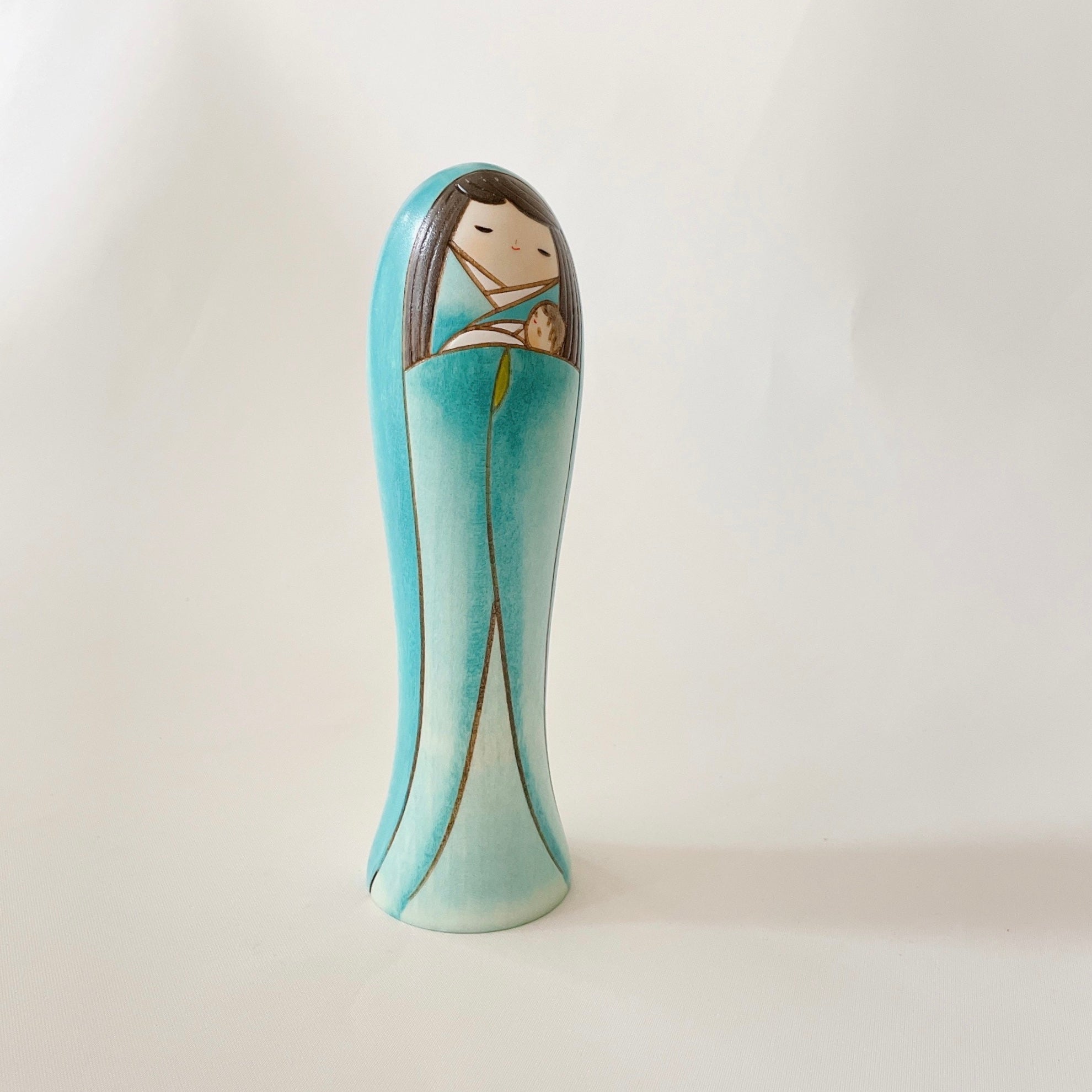 usaburo-kokeshi-the-virgin-mary-kokeshi-no-l-bleue-19-cm-en-bois-mizuki image 3