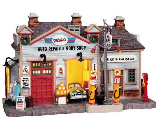 lemax-mike-s-auto-repair-body-shop-b-timent-miniature-illumin image 1