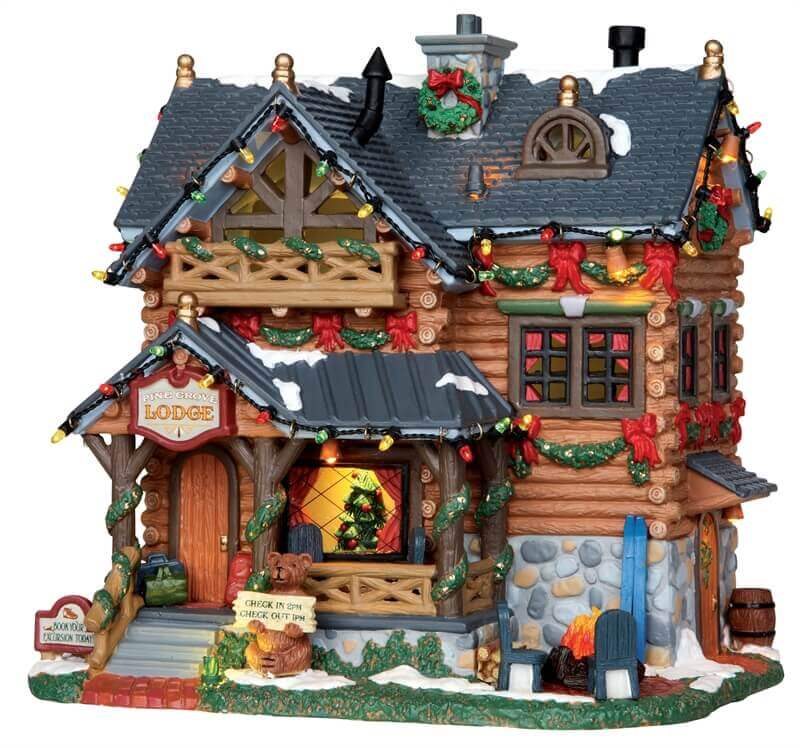lemax-pine-grove-lodge-chalet-miniature-feu-de-camp image 1