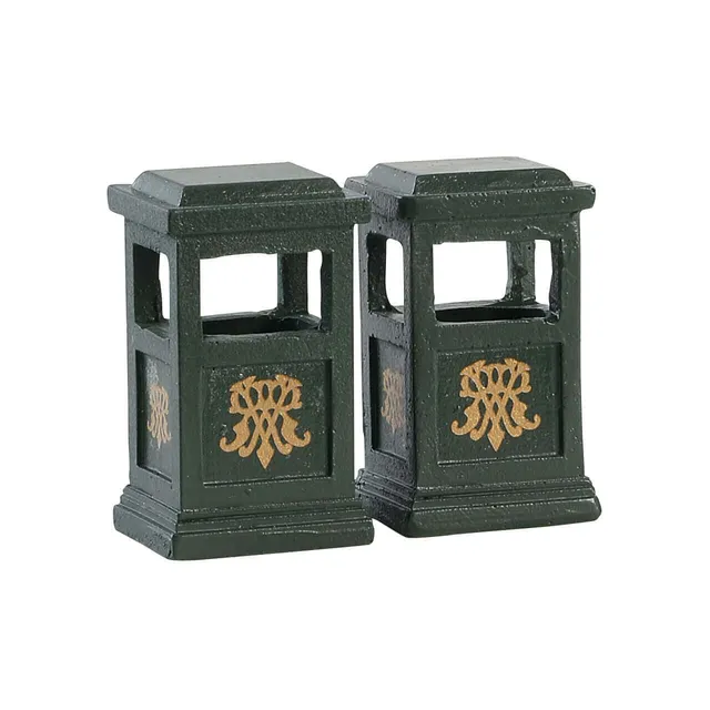 lemax-green-trash-can-accessoire-poubelle-verte-miniature image 1
