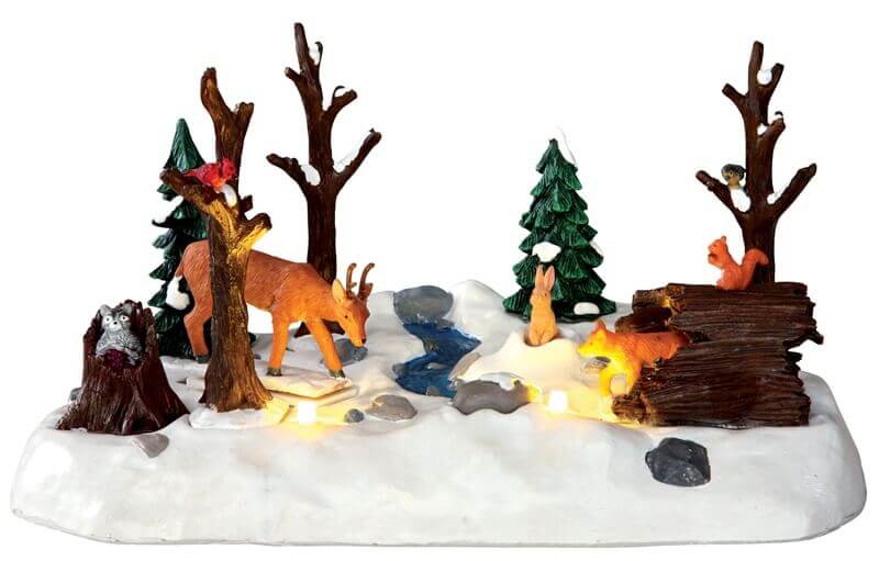 lemax-snowy-forest-for-t-enneig-e-anim-e-cerf-et-renard-miniature image 1