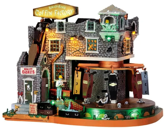 lemax-box-of-bones-coffin-factory-fabrique-de-cercueils-anim-e image 1