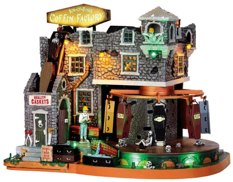 lemax-box-of-bones-coffin-factory-fabrique-de-cercueils-anim-e image 1