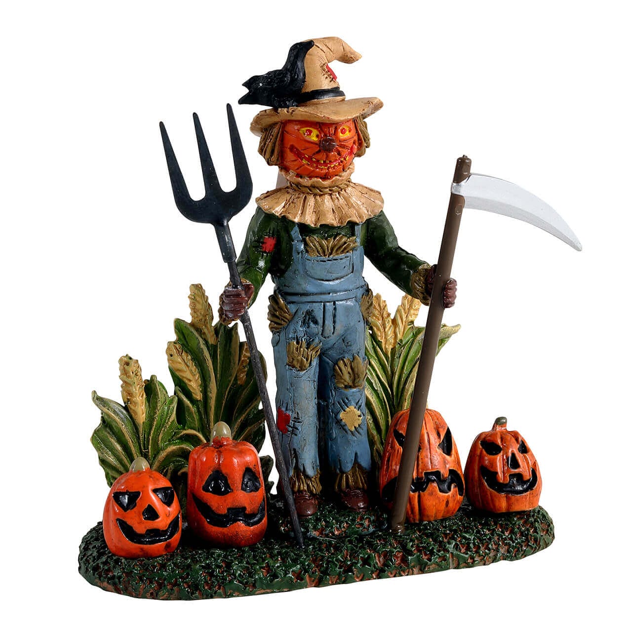 lemax-scary-scarecrow-figurine-pouvantail-halloween-avec-citrouilles image 2