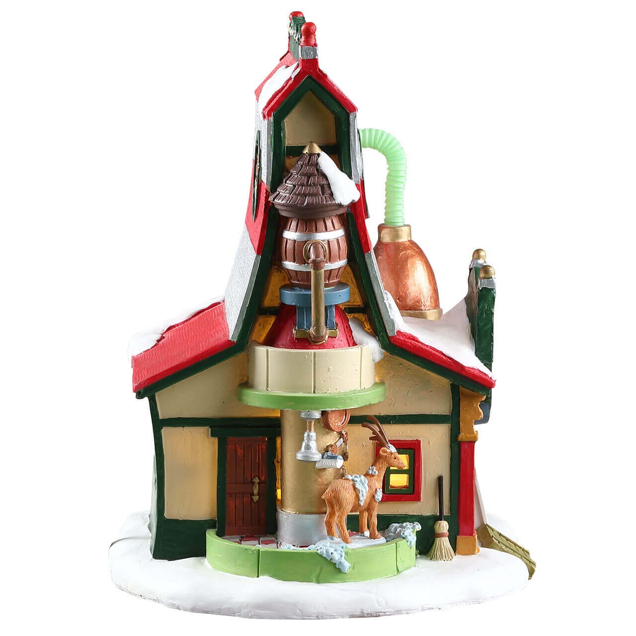lemax-reindeer-grooming-barn-grange-miniature-lumineuse image 3
