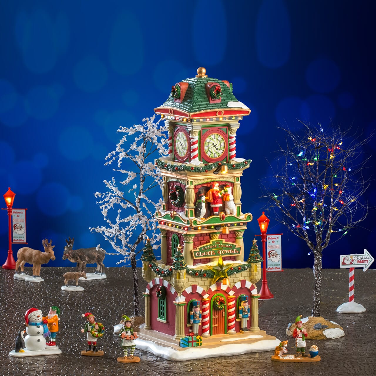 lemax-the-village-square-clock-tower-set-santa-s-wonderland image 1