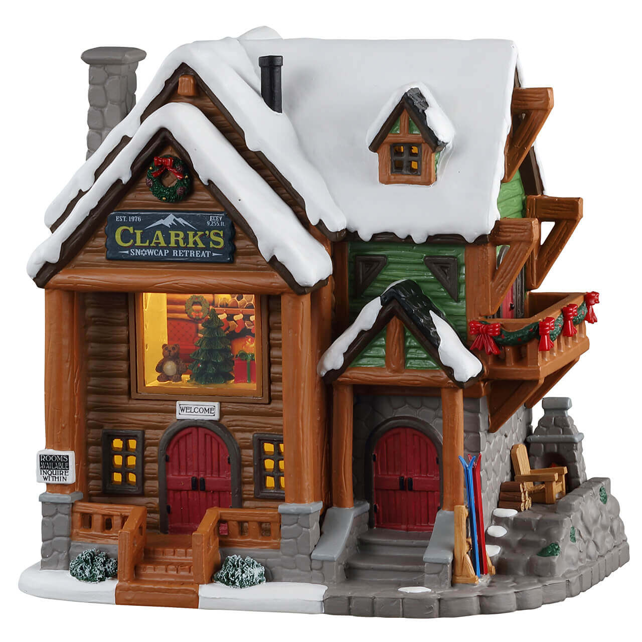 lemax-clark-s-snowcap-retreat-chalet-de-montagne-miniature-lumineux image 1
