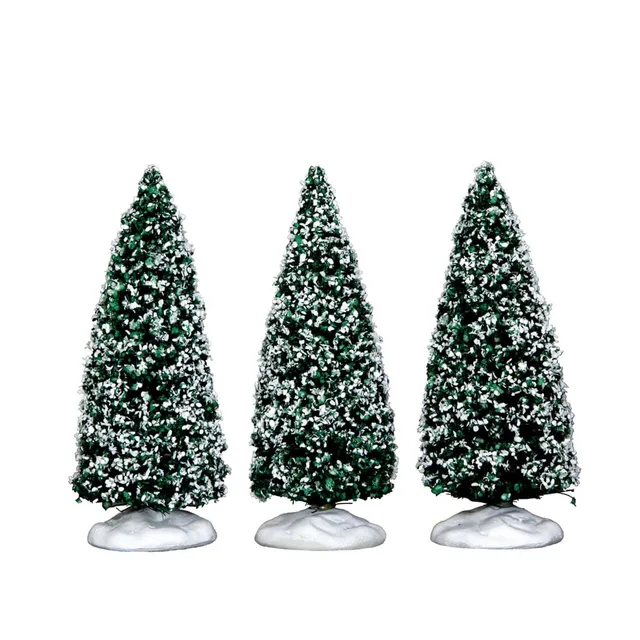 lemax-snowy-juniper-tree-small-set-of-3-lot-de-3-sapins-enneig-s-miniatures image 1