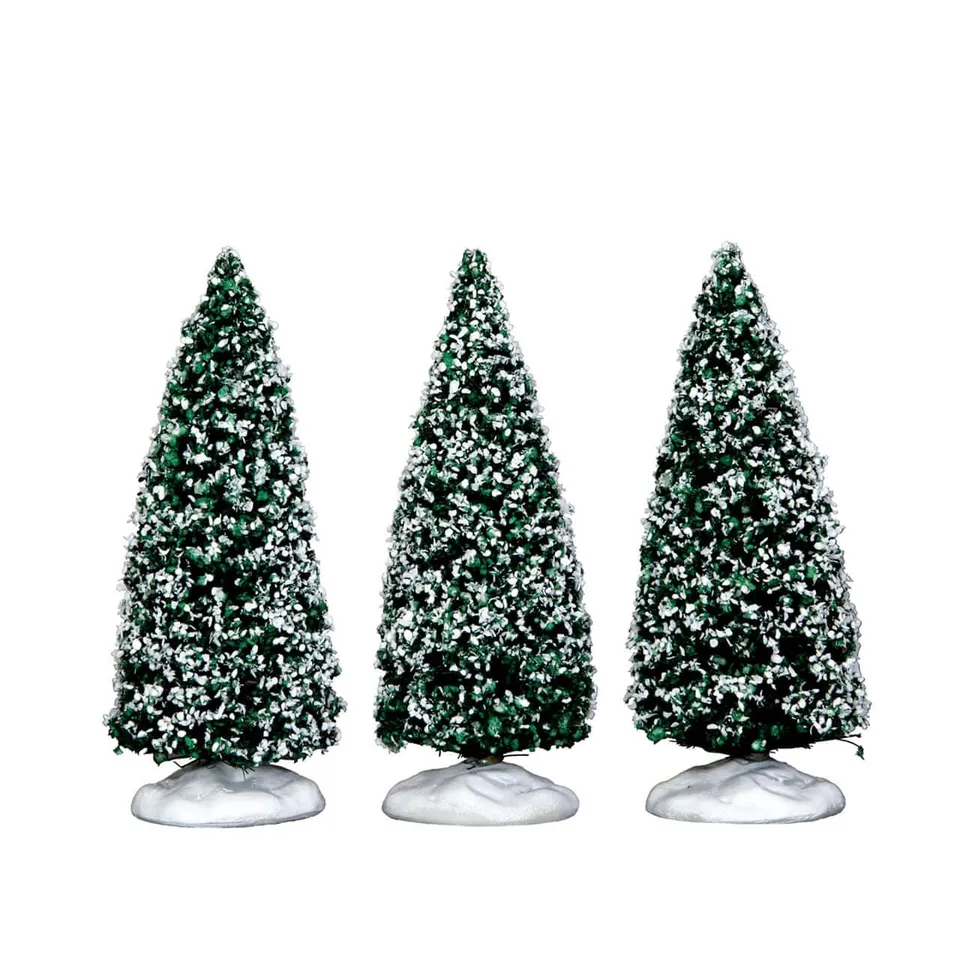 lemax-snowy-juniper-tree-small-set-of-3-lot-de-3-sapins-enneig-s-miniatures image 1