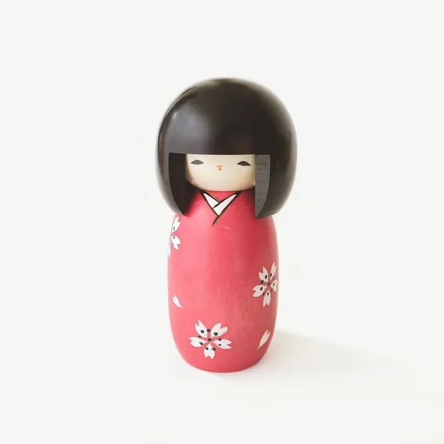 usaburo-kokeshi-sakura-poup-e-kokeshi-artisanale-14-cm-cerisier-rose image 1