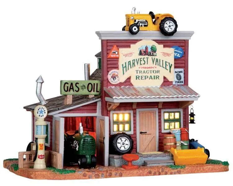 lemax-harvest-valley-tractor-repair-b-timent-miniature-ferme image 1