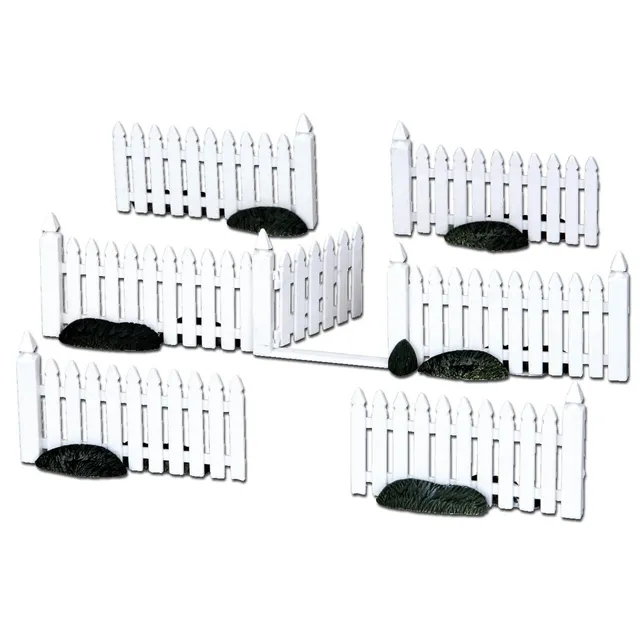 lemax-plastic-picket-fence-set-of-7-cl-tures-miniatures image 1