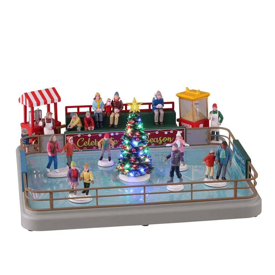 lemax-outdoor-skating-rink-vail-village-patinoire-miniature-anim-e image 1