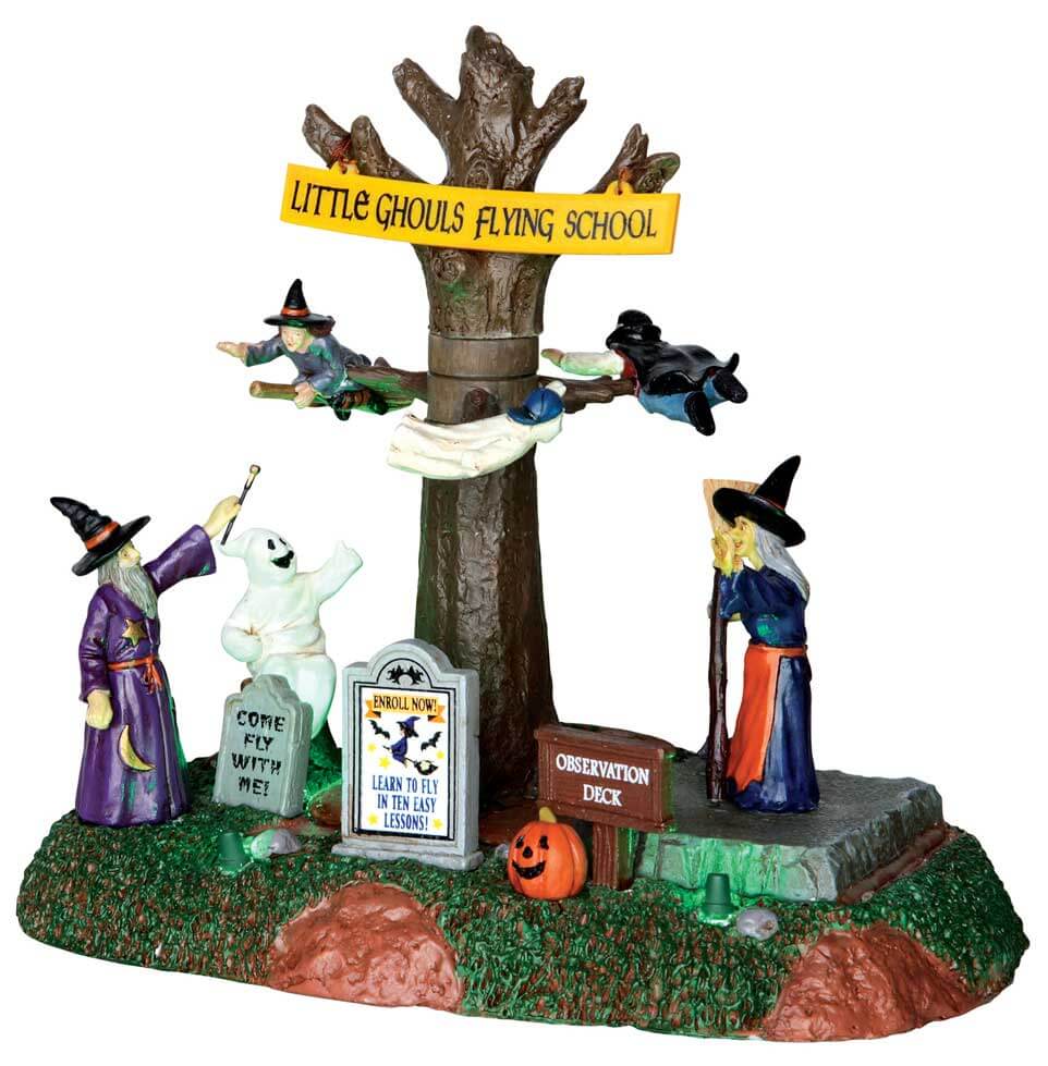 lemax-little-ghouls-flying-school-arbre-hant-anim-spooky-town image 1
