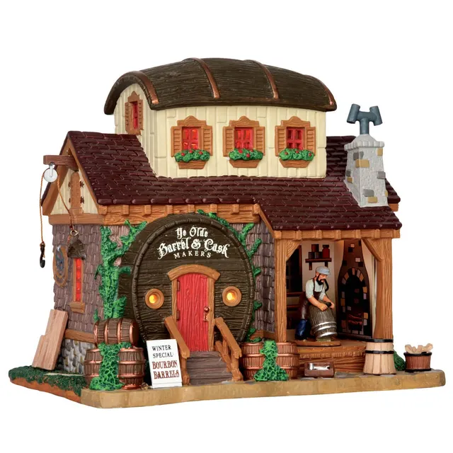lemax-ye-olde-barrel-cask-makers-figurine-artisanale image 1