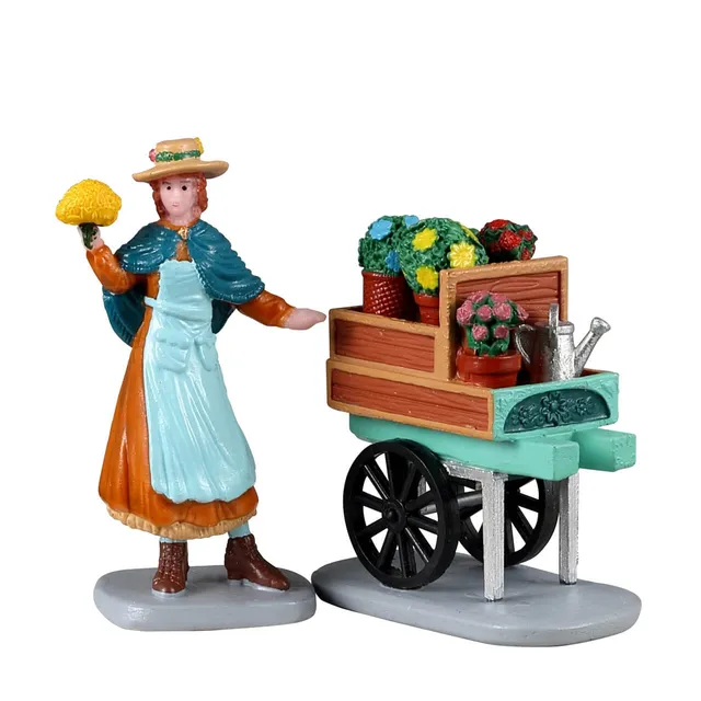 lemax-merry-s-garden-cart-figurine-marchande-de-fleurs-caddington-village image 1