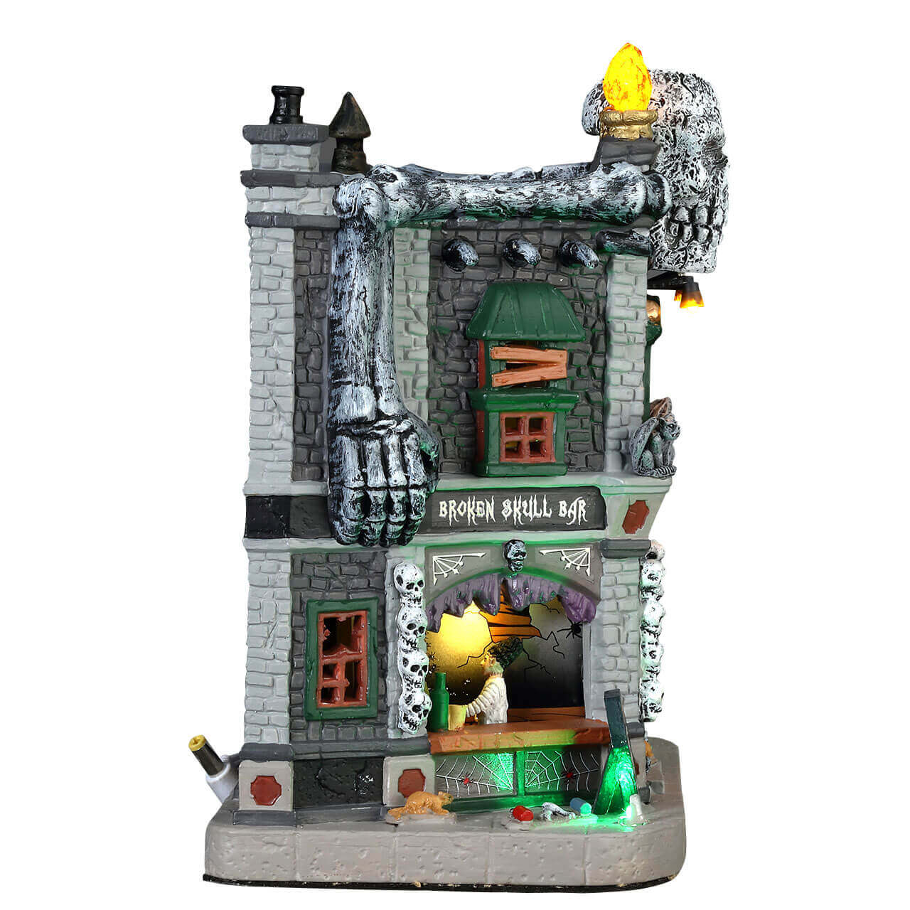 lemax-broken-skull-bar-b-timent-lumineux-spooky-town image 3