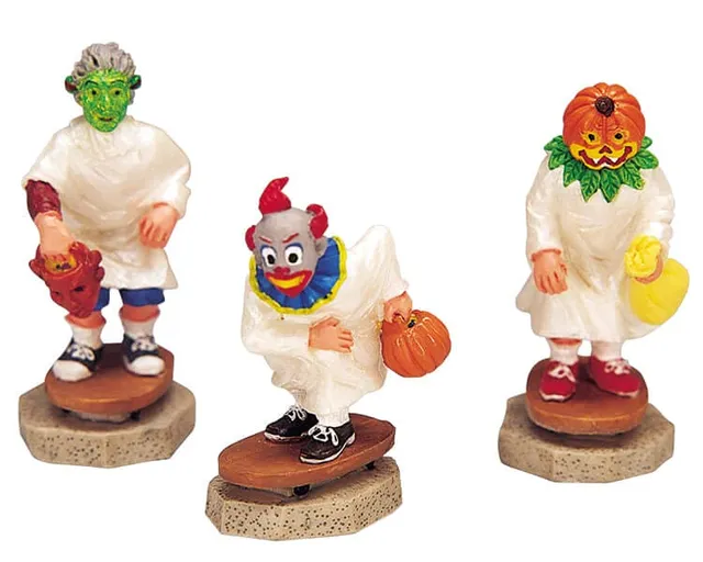 lemax-three-kids-on-skateboards-figurine-miniature-spooky-town image 1