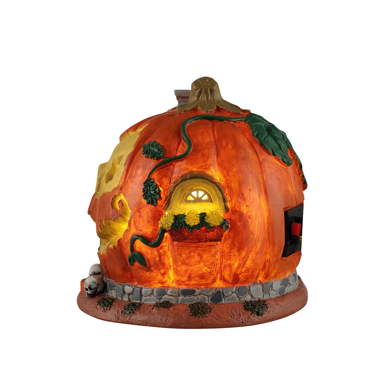 lemax-pumpkin-skull-house-maison-citrouille-cr-ne-miniature-spooky-town image 3