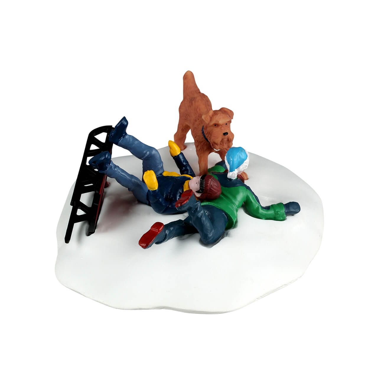 lemax-winter-wipeout-figurine-village-miniature-tra-neau-enfants-et-chien image 2