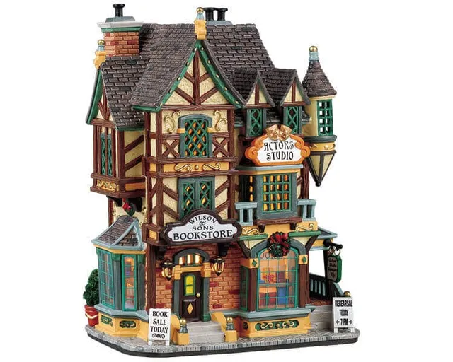 lemax-wilson-sons-bookstore-actors-studio-b-timent-miniature-double-fa-ade image 1