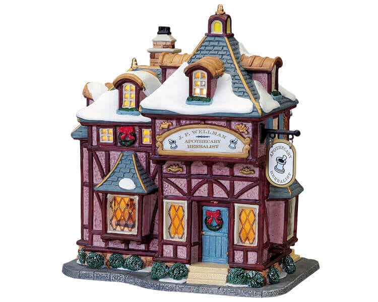 lemax-j-p-wellman-apothecary-herbalist-maison-miniature-lumineuse-de-village-de- image 1