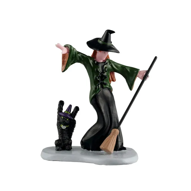 lemax-witch-s-dance-party-figurine-sorci-re-et-chat-spooky-town image 1