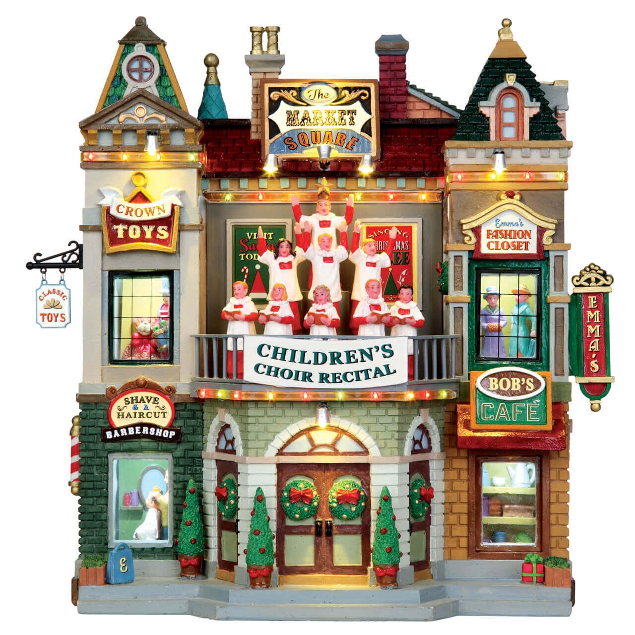 lemax-market-square-christmas-celebration-fa-ade-lumineuse-chorale-no-l image 1