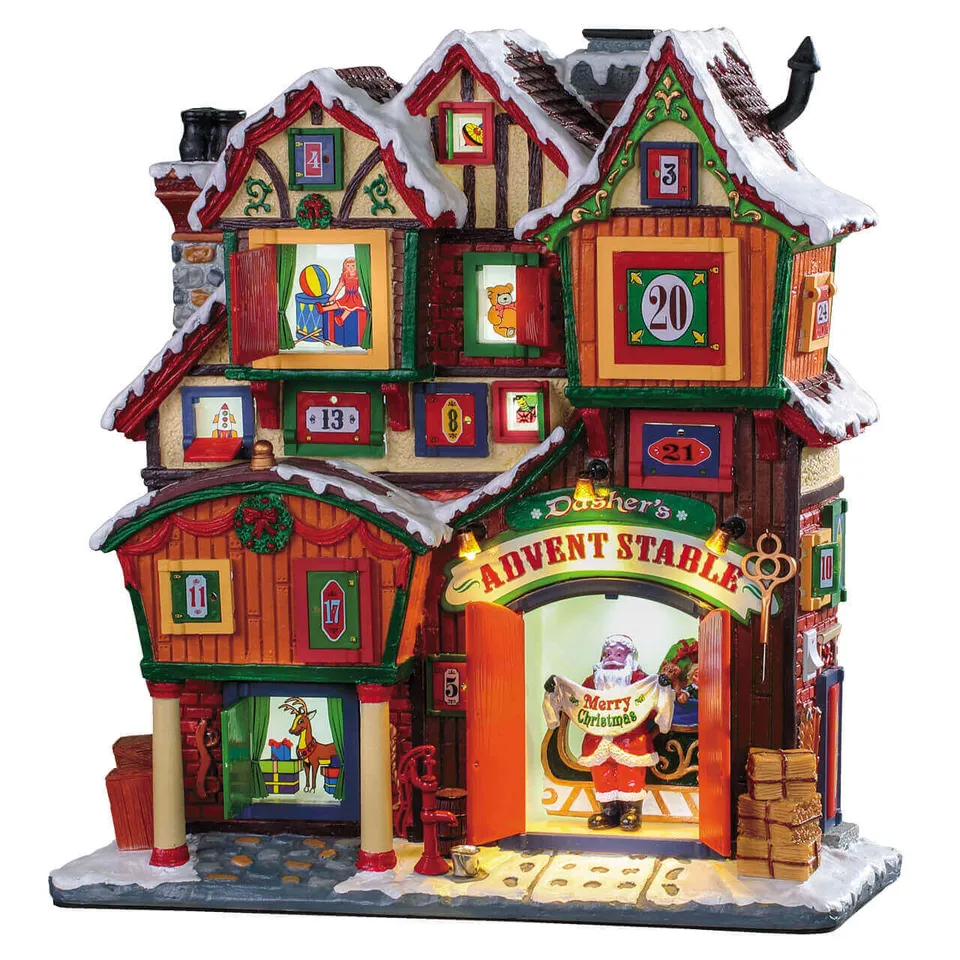 lemax-dasher-s-advent-stable-table-calendrier-de-l-avent-miniature image 1