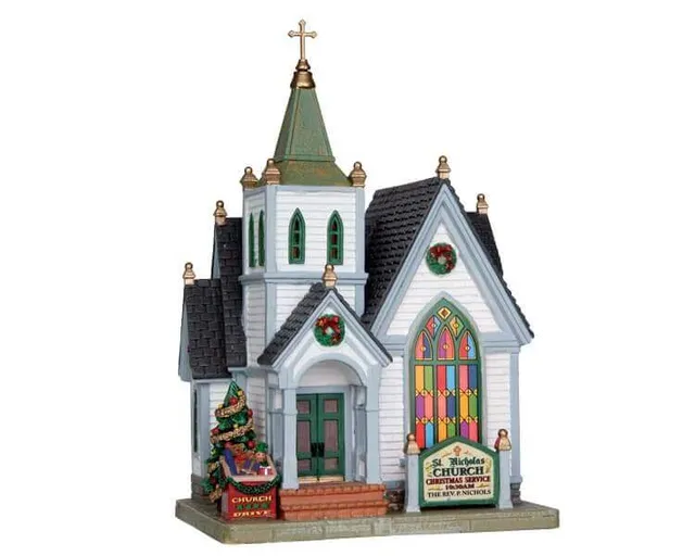 lemax-st-nicholas-church-glise-miniature-de-village-de-no-l image 1